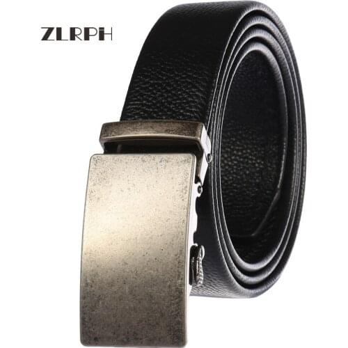 ZLRPH fashion glossy mens leather headband cowhide leather automatic buckle business belt