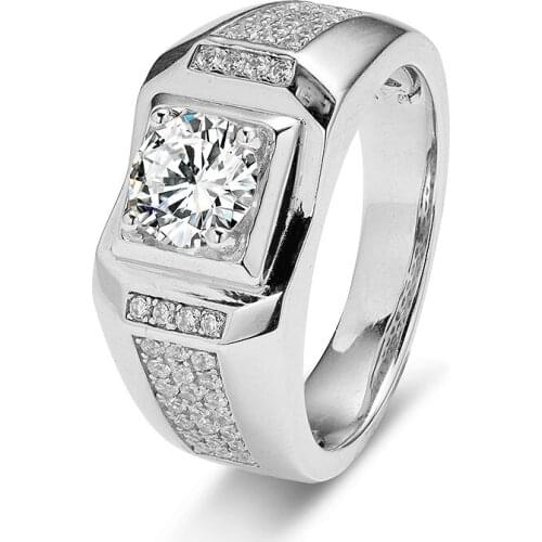 2020 new Man Fashion 925 silver round H&A Cut VVS1 DEF Round Moissanite Diamond Mens Wedding Rings Серьги кольцо браслет