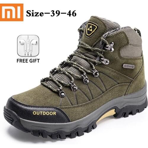 Xiaomi Men Winter Boots Suede Leather Men Boots Fur Plush Snow Boots waterproof Warm Shoes For Men Outdoor Casual Shoes