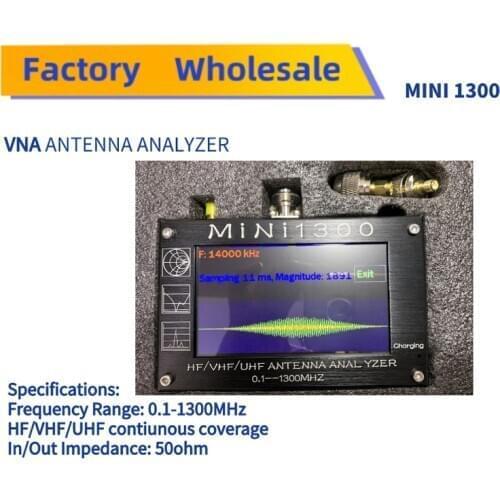 MINI1300 HF/VHF/UHF Antenna Analyzer 0.1- 1300MHZ with 4.3" TFT LCD Touch Screen Portable vector network analyzer (reflectomete