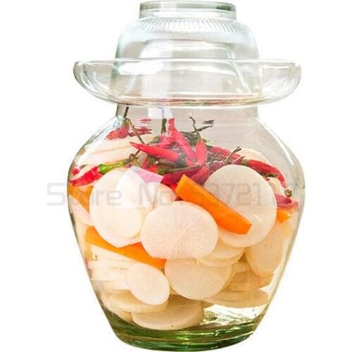 Transparent Glass Kimchi Jar Chinese Tradition Sealed Pickling Food Container Pickle Jars Pickled Storage Tank