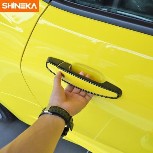 SHINEKA Car Stickers for Chevrolet Camaro Carbon Fiber ABS Exterior Door Handle Cover Decal for Chevrolet Camaro 2017
