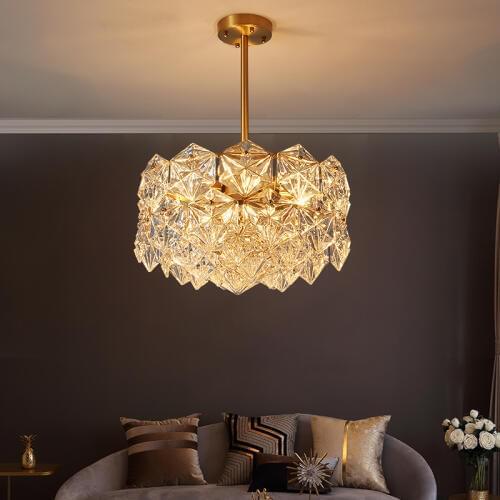 Modern led chandelier nordic living room crystal full copper chandelier living room bedroom dining room minimalist designer