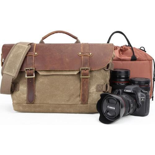 M213 New Canvas Vintage DSLR SLR Camera Bag Shoulder Strap Case Casual Shoulder Messenger Pack for Canon for Sony Waterproof Bag