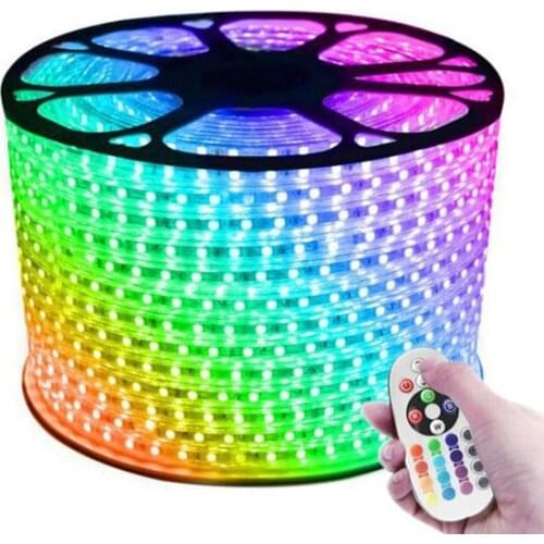 5M 6M 7M 8M 9M 10M 13M RGB Led Strip 5050 Waterproof Led Verlichting Neon Light and 220V Striscia Iluminacion Led Strip Lights