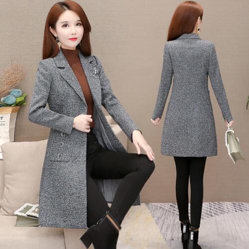 All-match Womens Mid-length and Small Womens Spring and Autumn Womens Clothing 2021 New Slim Coat Popular Jacket