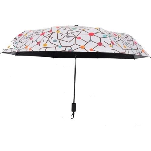 Vinyl Sunscreen Three-Fold Umbrella Sun Umbrella Fresh Small Tree Pattern Umbrella Folding Umbrella for Women Men