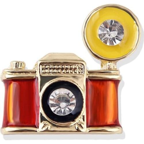 Vintage Enamel Mini Camera Brooch Sweater Scarf Pin Accessories Women Men Party Jewelry Gift