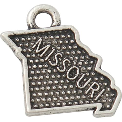 RAINXTAR Vintage State Map Charms Missouri Shape Alloy Charms 50pcs 15*16mm AAC809