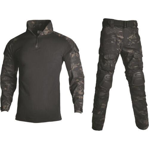 Military Uniform Camouflage Hunting Clothes Tactical Frog Set Paintball Airsoft Ghillie Suit Sniper Shirt +Pants Knee Elbow Pads