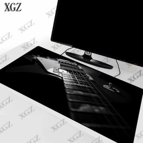 XGZ Cool Black Guitar Locking Edge Large Rubber Gaming Keyboard Mouse Pad Waterproof Game Desk Mousepad Mat for CSGO Dota LOL XL