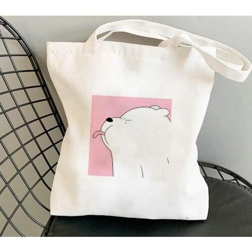Fun Cartoon Bear Shopping Bag Shopper Bag Tote Bag Summer Shoulder Canvas Bag Large Capacity Wild Messenger Bag Cute Fun Handbag