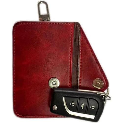 Car Key Signal Shielding Bag Anti-Theft RFID Shielding Key Bag 12.5*8.5 Cm New PU Leather Faraday Car Key Signal Blocker Case