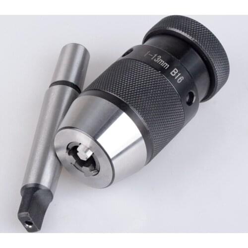 Clamp Range 1-13mm B16 Keyless Drill Chuck Self Tighten MT3 B16 Shank Morse Taper #3 Self Tightening Drill Chuck