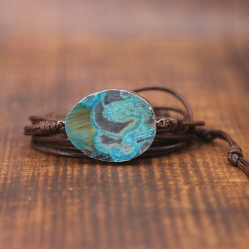 Natural Stones Bracelets For Women Unique Crystals Druzy Charm Leather Wrap Bracelet Fashion Accesorios Mujer Boho Handmade