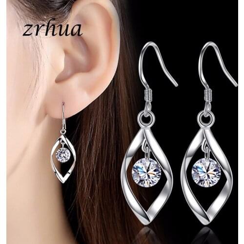 ZRHUA New Statement Leaf Earrings for Women 925 Silver Vintage Long Drop Earrings Wedding Party Bridal Jewelry Gift Hot Brincos