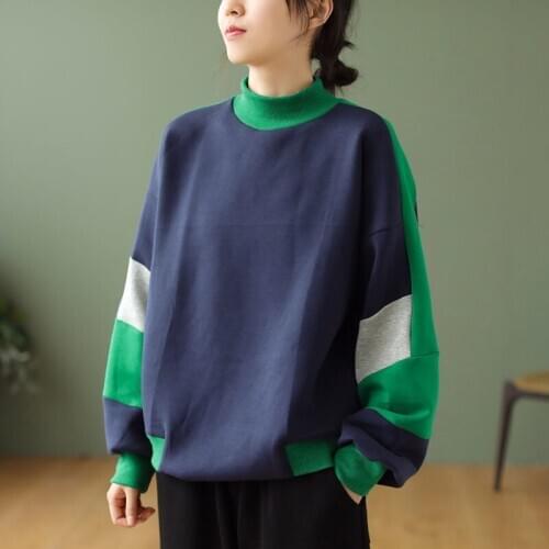 Women Patchwork Hoodies Spring And Autumn And Winter Casual Cotton Sweatshirt Tracksuit