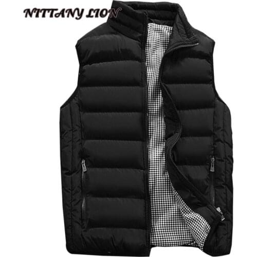 Winter Mens Jacket Coat Sleeveless Waistcoat Casual Slim Brand Clothing Cotton Padded Vest Mens Waistcoat Large Size 5Xl Black