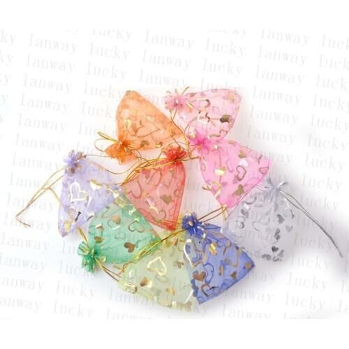 100 Pieces/Lot 7x9cm Colorful Organza Bag Jewelry Packaging Display Drawstring Packing Gift Bags & Pouches Candy Bag
