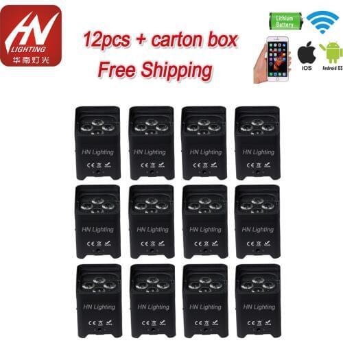 12pcs with bag RGBWA UV Par LED 4*18w DJ Par Light RGBWA UV Wireless dmx Weddings Uplighting