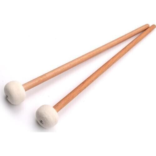2pcs Timpani Mallet Drumstick Felt Head Wood Handle Anti-slip Bass Drum Sticks Indispensable Accessory for Musical Instrument