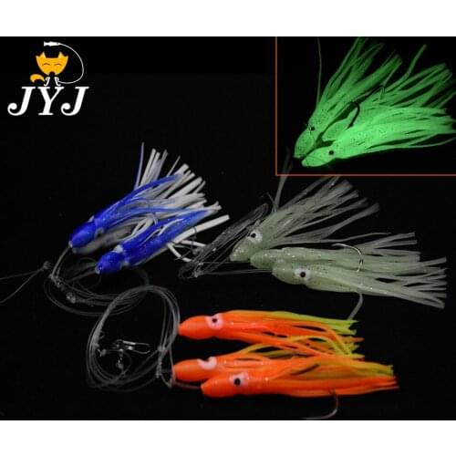 20 packs soft squid lure baits, soft worm sabiki rig hooks for ocean series fishing tackle ,mackrel rig