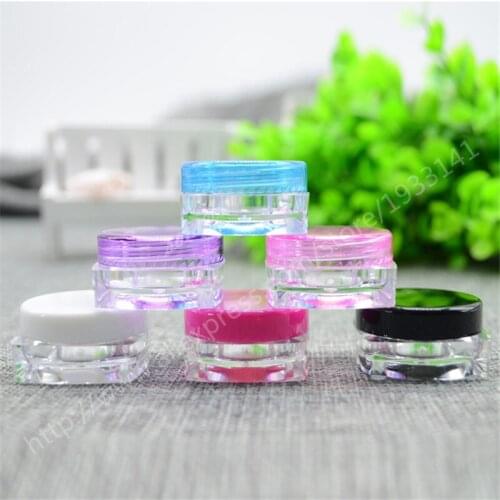 50pcs 3G Empty Plastic Diamond Cosmetics Cream Jar square colorful cosmetic jars 3g Plastic cosmetic jars