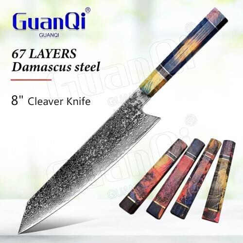 8''Damascus Steel Chef Knives Stainless Steel Knife 67 Layers Japanese Chefs Knife Sharp Santoku Slicing Knife Cooking Tool