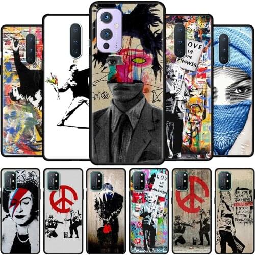 Phone Case For OnePlus 8t 8 N10 7 7t Pro Nord N200 CE 2 N100 9 9R Z Bumper Black Fundas Soft Bumper Street Art Banksy Graffiti