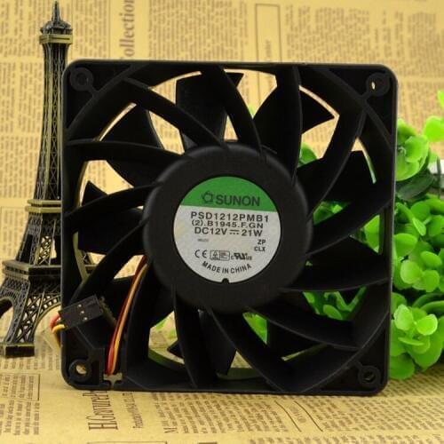 AVC Free Shipping For SUNON PSD1212PMB1(2).B1945.F.GN DC 12V 21W 3-wire 3-pin connector 50mm 120x120x38mm Server Square fan