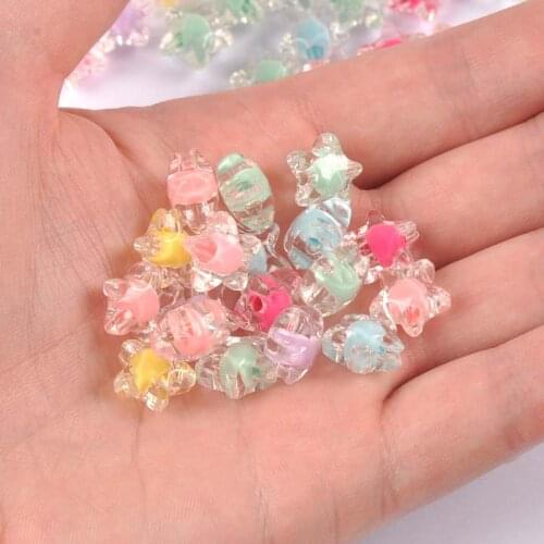 50pcs 12mm Mixed Color Acrylic stars Beads Straight Holes Loose spacer beads For Jewelry Handmade YKL0876