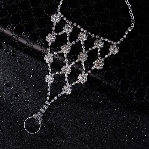 Bride foot chain rhinestone chain Beach foot chain with ring ,foot decoration