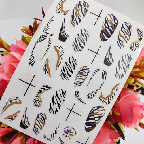 Black Brown Line Stripe Pattern Stickers for Nails Design Self Adhesive 3D Sliders Nail Art Decoraciones Manicure Foil Tips