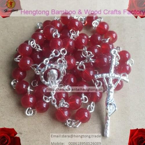 6mm bead rosary, glass rosary necklace,religious rosario with virgin mary rosary center and jesus crucifix