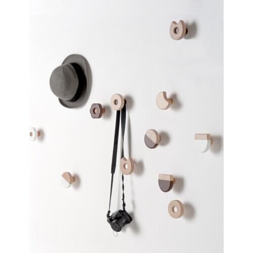Solid wood decorative hook creative minimalist wall hangers wooden childrens rooms lovely clothes and hooks Nordic wall dec