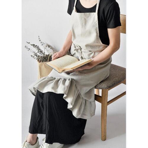Women Lady Restaurant Aprons Home Kitchen For Pocket Cooking Cotton Apron Bib Garden work apron