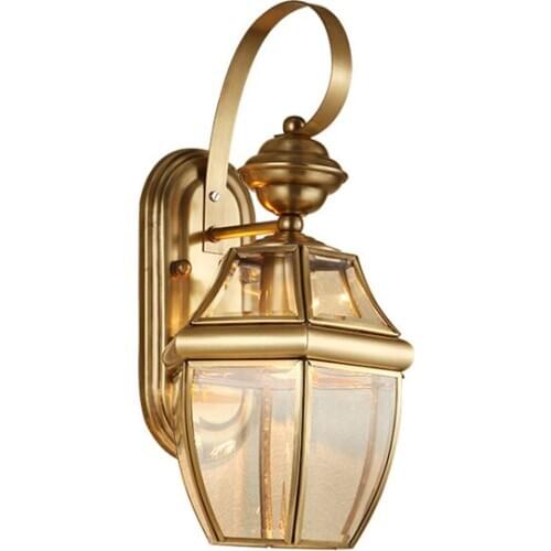 Europe Copper outdoor Wall lamp balcony aisle corridor staircase wall lamp retro LED waterproof glass garden lights