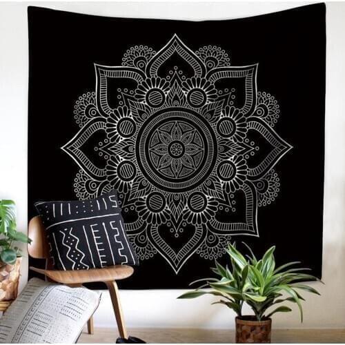 Black Mandala Tapestry Bohemian Mandala Tapestry Gray Marble Gold Blue Wall Hanging Indian Boho Beach Throw Rug Blanket Mattress