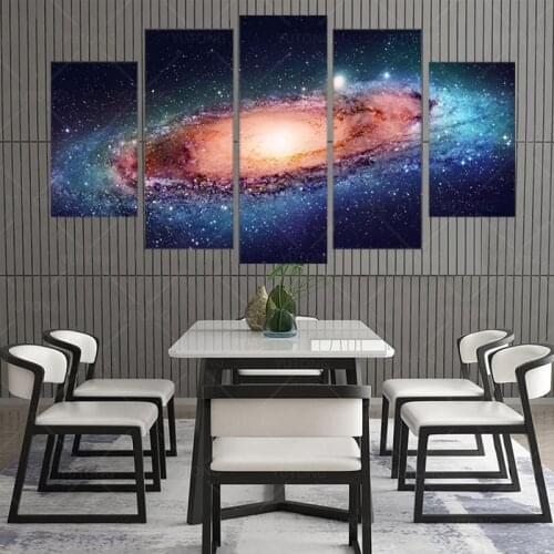 Painting On Canvas Wall Art Frame Home Decor Printed Pictures 5 Pieces Universe Space Nebula Painting Starry Sky Planet Poster