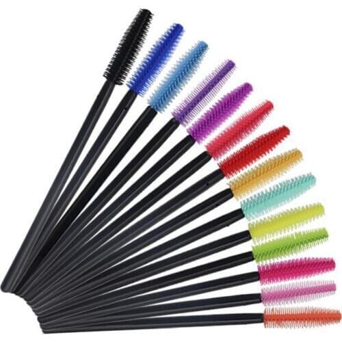 Hot 50 Pcs Disposable Silicone Eyelashes Brushes Mascara Stick Applicator Eye Lash Makeup Brush Eyelash Extension Makeup Tools