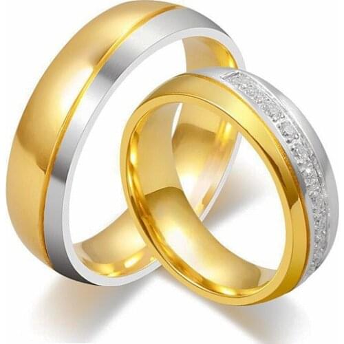 AsJerlya Women Wedding Bands Ring For Women Men Jewelry Stainless Steel Engagement Ring Couple Anniversary Gift Amazing Price