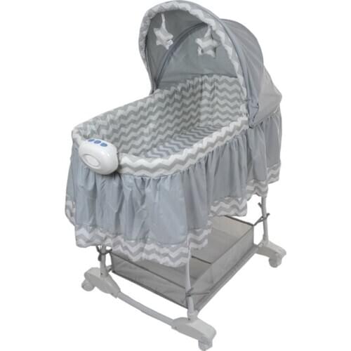 Newborn Baby Cradle Princess Baby Bassinet Bed With 4 Universal Wheels, Baby Rocking Crib, Musical Baby Bed With Mosquito Net
