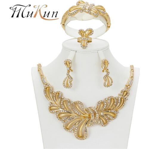 MUKUN Nobler Dubai wedding Party Jewelry Set for Butterfly Fashion jewelry African costume Gold Crystal Bridal Accessories