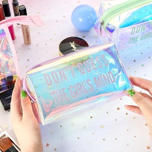 Laser Transparent Pencil Case Portable Large-capacity Bag Travel Toiletry Bag Pencil Case Cosmetic Bag Korean Stationery