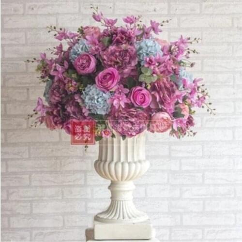 Hotsale big size artificial silk Lilac roses with Hydrangea flowers table centerpiece wedding flower docoration 2pcs/lot