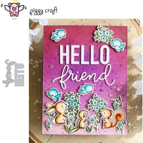 Piggy Craft metal cutting dies cut die mold Hello friend letters Scrapbook paper craft knife mould blade punch stencils dies
