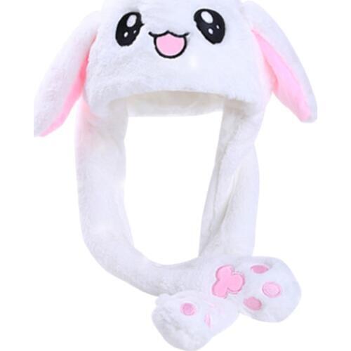 Cute Rabbit Toys Hat Hand Pressing Ear Move Kawaii Child Funny Toy Baby Comfortable Plush Animal Cap Hot Handle Sombrero T0730
