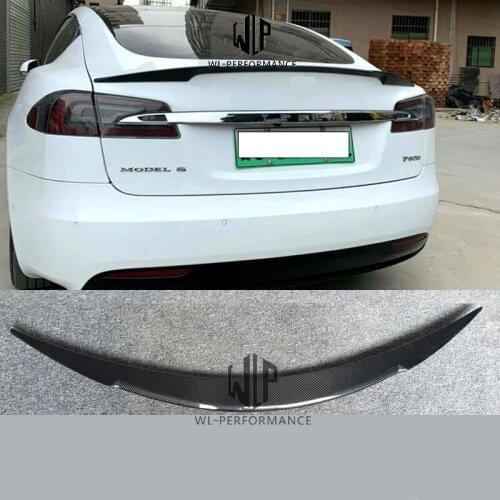 Model S High Quality Carbon Fiber Rear Wings Trunk Lip Spoiler Car styling For Tesla Model S Car body kit 14-18