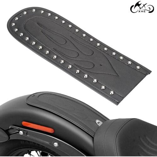 Motor Black Studded Flame Stitch Solo Seat Fender Bib Cover For Harley Dyna Low Rider FXDL Street Bob FXDB Super Glide CVO FXDSE