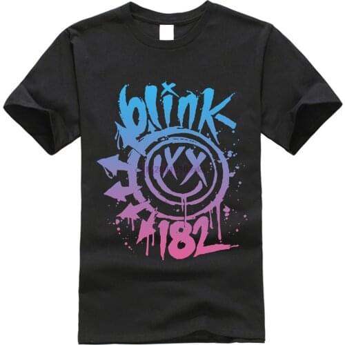O Neck Shirt Plus Size T-Shirt Men Blink 182 Concert Cotton Short Sleeve T Shirts Short Sleeve O-Neck Cotton Tshirt